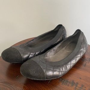 Stuart Weitzman Black Quilted Leather Flats - 8